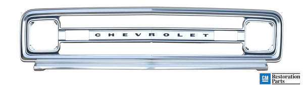 69-70 Chevy C10 Truck Polished Aluminum Outer & Inner Grille Shell with Chevrolet