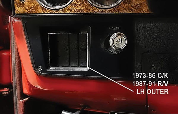 73-80 Chevy/GMC Truck Chrome/Black Dash A/C LH Lower Square & 3 Rectangle Vents