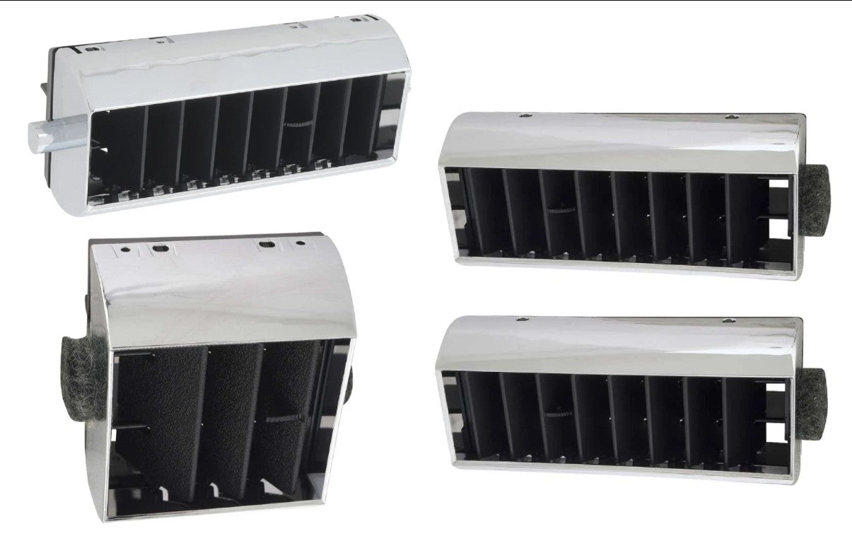 81-87 Chevy/GMC Truck Chrome/Black Dash A/C LH Lower Square & 3 Rectangle Vents