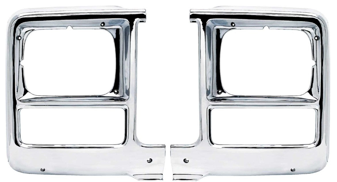 79-80 Chevy C10 Truck LH & RH Chrome Headlight Bezels for Single Rectangle Bulbs