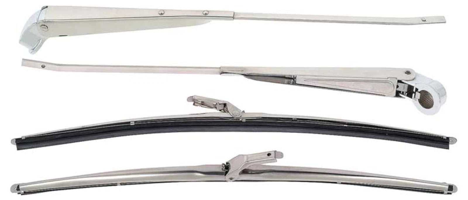 60-66 Chevy/GMC Pickup Truck LH & RH Stainless Windshield Wiper Arm & Blade Set
