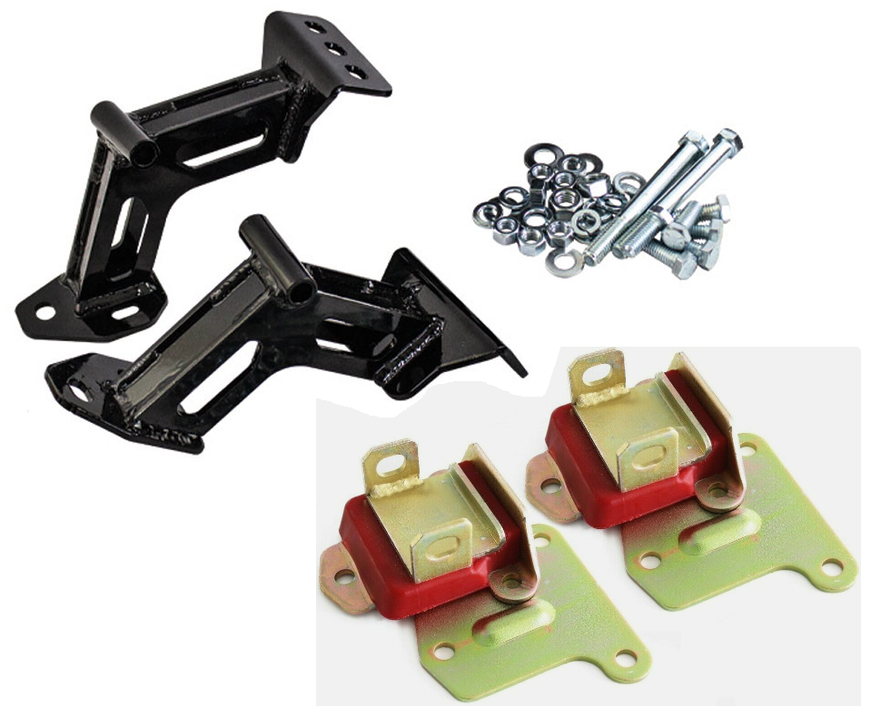 63-67 Chevy Truck Black Tubular V8 Engine Mounts w/ Polyurethane 350-454