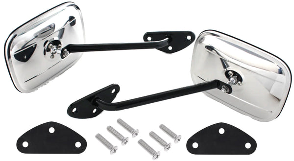 67-72 Chevy C/K Truck Driver & Passenger Side View Door Mirrors & Black Arms