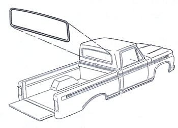 73-98 Ford F-100 F-150 Truck Rear Glass Gasket Weatherstrip Seal w/o Trim F250