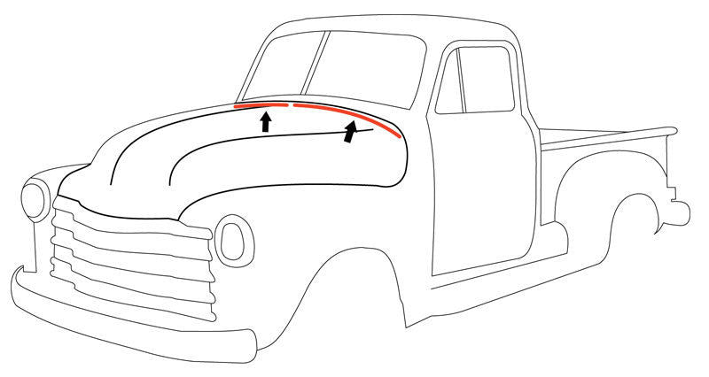 47-54 Chevy/GMC Truck Hood to Cowl Seal Weatherstrip