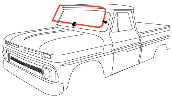 64-66 Chevy/GMC Truck Windshield Gasket Weatherstrip Seal without Trim Groove