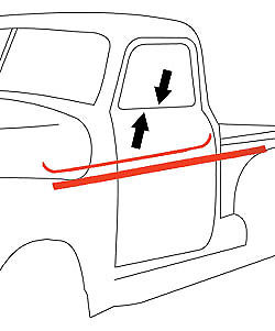 47-50 Chevy Door Beltline Molding Glass Run Channel Weatherstrip Window Seal Kit