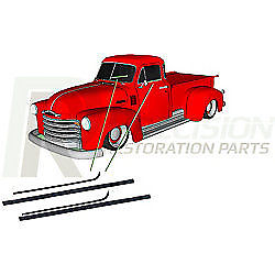 51-54 Chevy Door Beltline Molding Glass Run Channel Weatherstrip Window Seal Kit