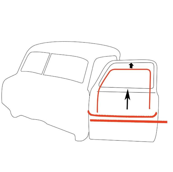 51-54 Chevy Door Beltline Molding Glass Run Channel Weatherstrip Window Seal Kit