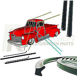 51-55 Chevy Truck Door Gaskets, Beltline Glass Run Channel Weatherstrip Seal Kit