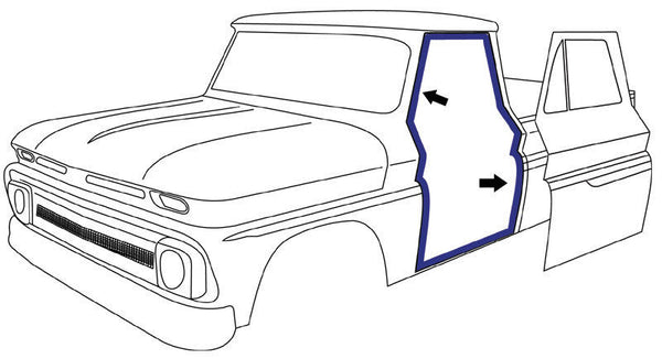 60-63 Chevy Truck Door Gaskets & Beltline Molding Seal Kit W/ Metal Frame Glass