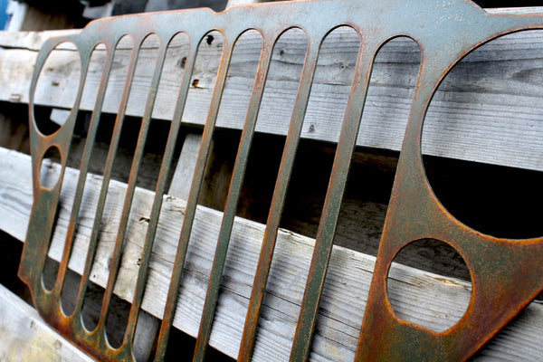 1941-1945 Willys MB WW II Jeep Grille Sign Army Green/Rust Patina