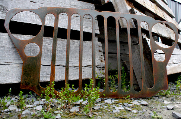 1941-1945 Willys MB WW II Jeep Grille Sign Army Green/Rust Patina