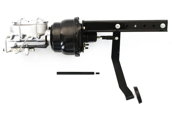 Universal Under Dash Brake Pedal w/ Aluminum Master Cylinder & Black Booster Kit