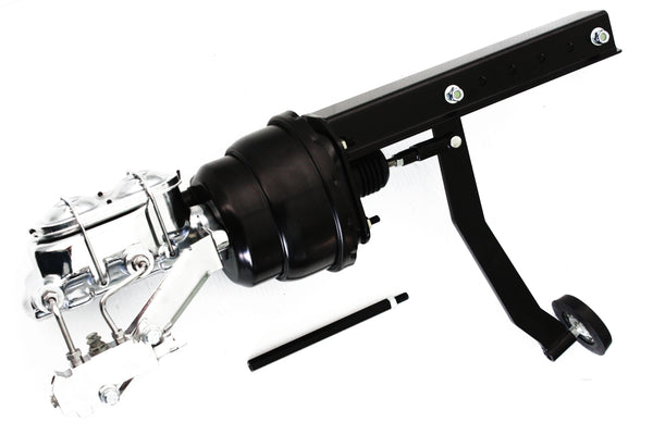 Universal Under Dash Brake Pedal Chrome Master Cylinder Black Booster Prop Valve