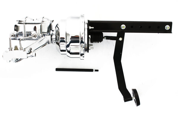 Universal Under Dash Brake Pedal Chrome Master Cylinder Booster Prop Valve Kit