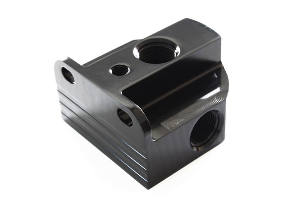 Black Billet Aluminum Remote Oil Filter Relocation Kit w/ Hose & Fittings