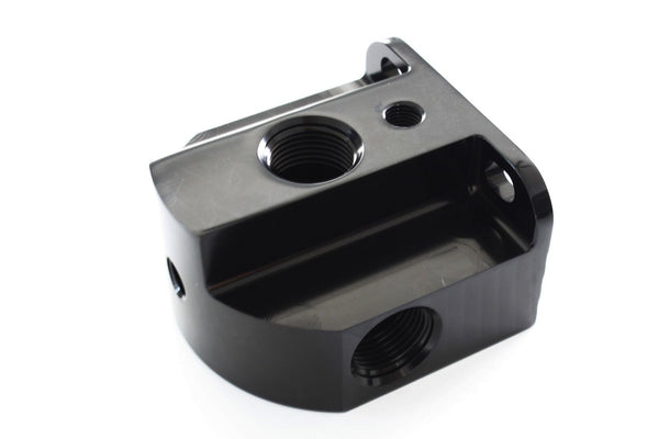 Black Billet Aluminum Remote Oil Filter Relocation Kit w/ Hose & Fittings
