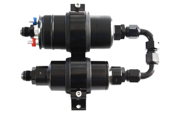 High Pressure EFI Inline Electric Fuel Pump w/ Filter & Black Billet Bracket