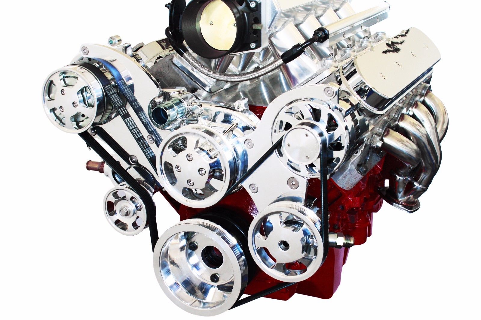 LS Serpentine Front  Pulley Drive Kit Polished/Chrome Bracket