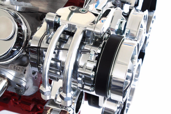LS Serpentine Front  Pulley Drive Kit Polished/Chrome Bracket