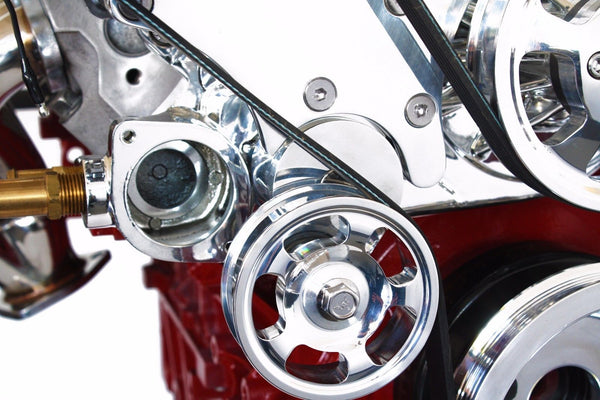 LS Serpentine Front  Pulley Drive Kit Polished/Chrome Bracket