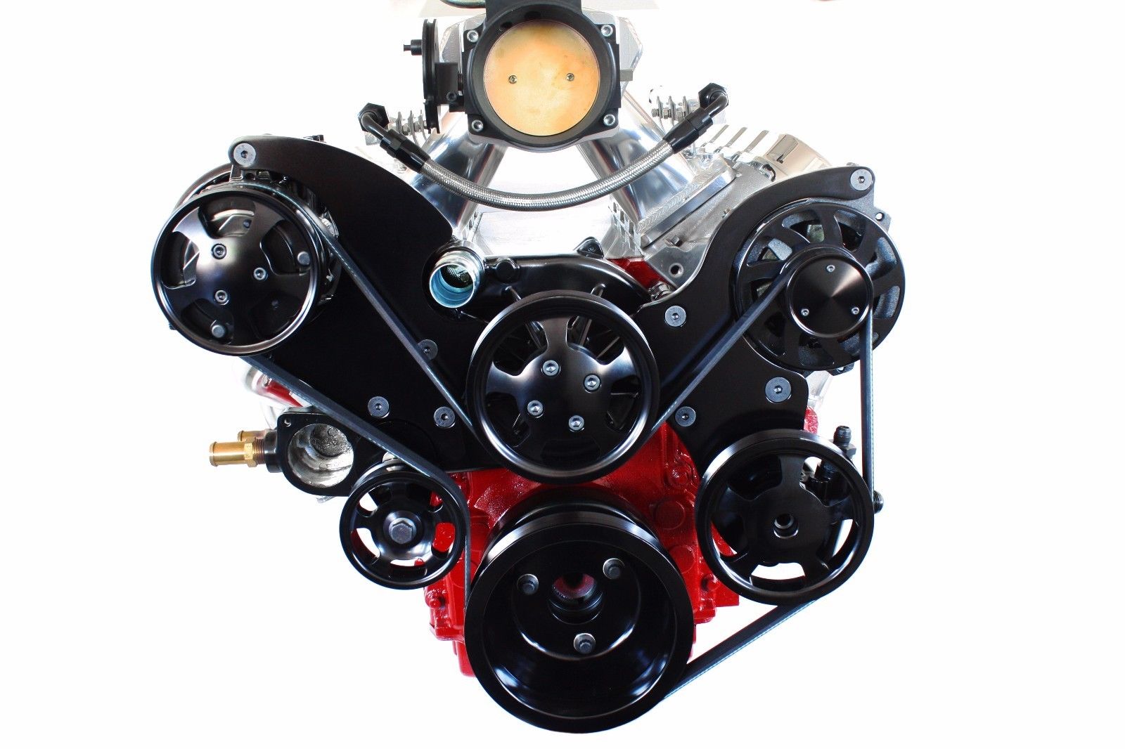 Black LS Serpentine Pulley Drive Kit Bracket