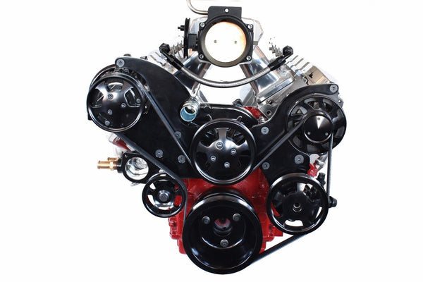 Black LS Serpentine Pulley Drive Kit Bracket