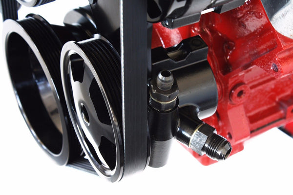 Black LS Serpentine Pulley Drive Kit Bracket