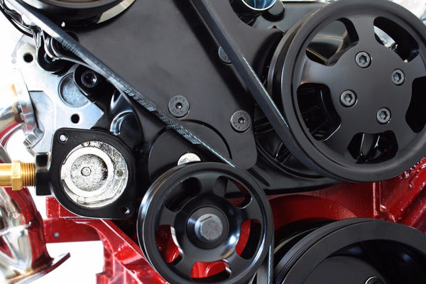 Black LS Serpentine Pulley Drive Kit Bracket