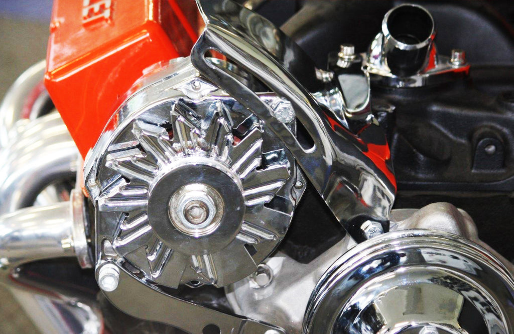 Kit staffa alternatore cromato basso montaggio - pompa acqua corta SB Kit staffa alternatore cromato basso montaggio - pompa acqua corta SB