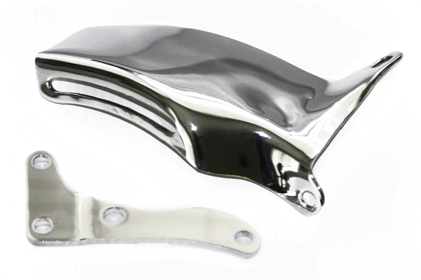 SBC Chevy Chrome Alternator Bracket Long Water Pump (bolt to intake)