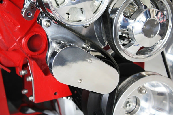 SBC Serpentine Front Runner Pulley Drive Kit Polished/Chrome A/C Alternator P/S