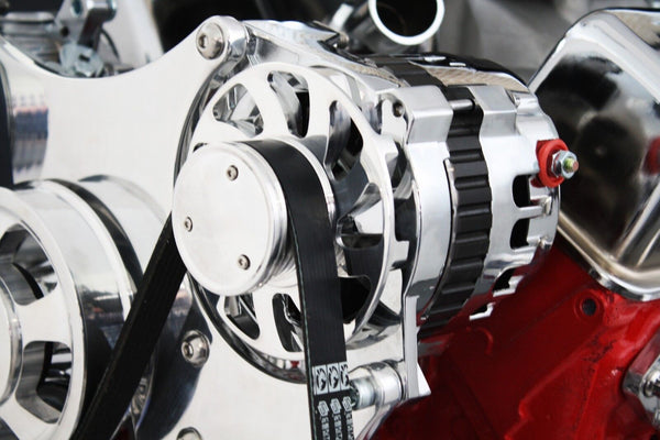SBC Serpentine Front Runner Pulley Drive Kit Polished/Chrome A/C Alternator P/S