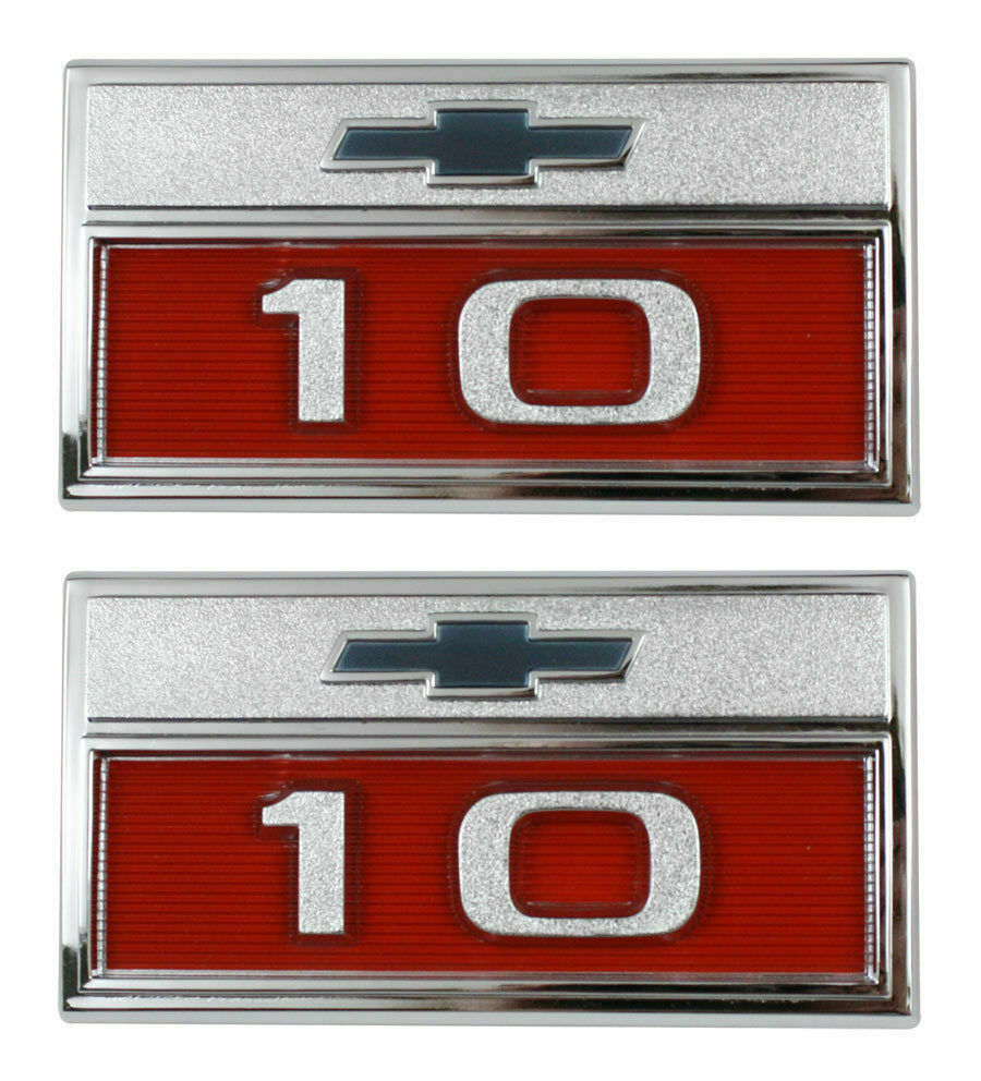 1966 Chevy C10 Truck LH/RH Fender Emblems Pair with Fasteners