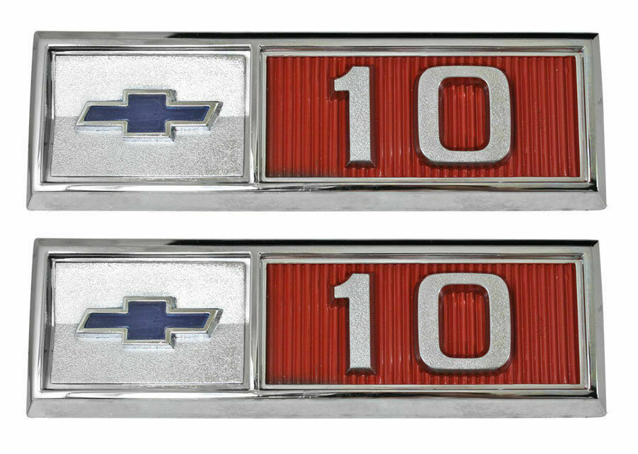 1965 Chevy C10 Truck LH/RH Fender Emblems Pair with Fasteners