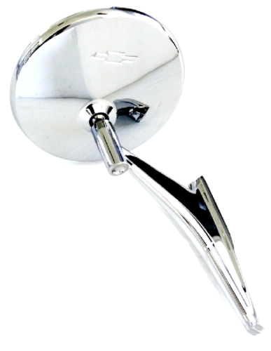 Chevy Car or Truck LH & RH Side Round Chrome Rear View Door Mirrors with Bowtie