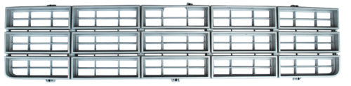 73-78 Chevy C10 Truck Silver Grille and LH & RH Chrome Headlight Bezels (Pair)