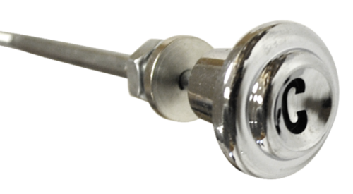 55-59 Chevy/GMC Truck Chrome Throttle & Choke Cable & Knob with Black Lettering