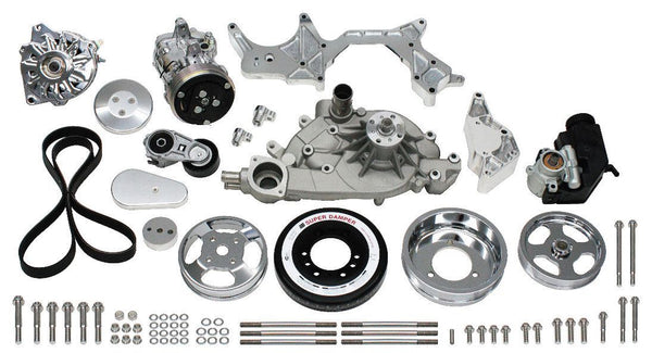 Vintage Air Chevy LS7 Front Runner Serpentine Pulley Drive Polished/Chrome with Power Steering