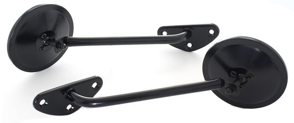 67-72 Chevy Truck Driver / Passenger Side View Black Round Door Mirrors & Arms