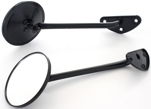 67-72 Chevy Truck Driver / Passenger Side View Black Round Door Mirrors & Arms