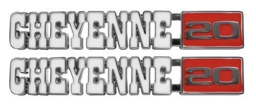 71-72 Chevy C10 Truck LH/RH CHEYENNE C/20 Fender Emblems Pair
