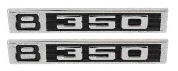 69-72 Chevy/GMC C10 Truck LH & RH V8 350 Fender Emblems Pair w/Fasteners 67