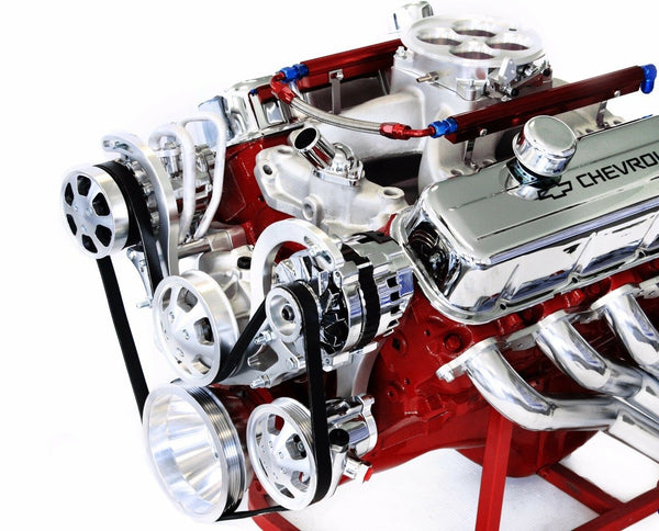 BBC Serpentine Front Runner Pulley Drive Kit Polished/Chrome A/C Alternator P/S