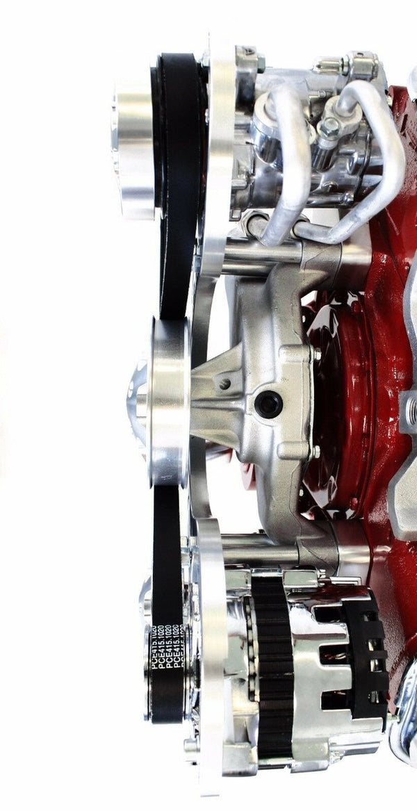 BBC Serpentine Front Runner Pulley Drive Kit Polished/Chrome A/C Alternator P/S