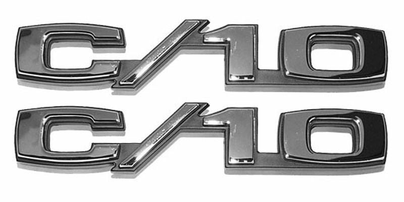 67-72 Chevy/GMC C10 Truck LH & RH C/10 Fender Emblems Pair w/Fasteners