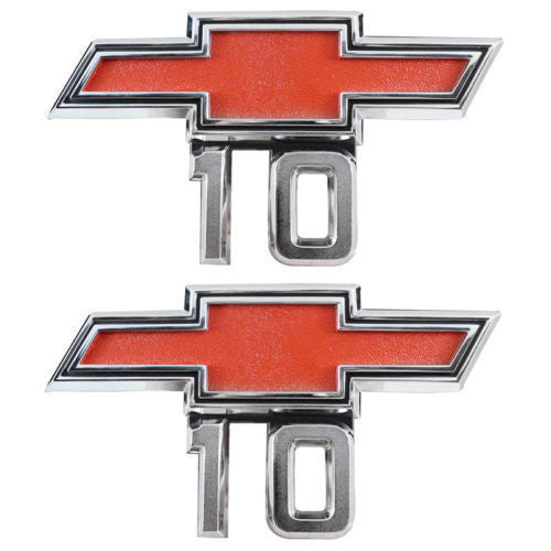 67-68 Chevy C10 Truck LH & RH C/10 Fender Emblems Pair w/Fasteners
