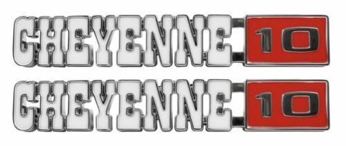 71-72 Chevy C10 Truck LH/RH CHEYENNE 10 Fender Emblems Pair w/Fasteners 67 Super