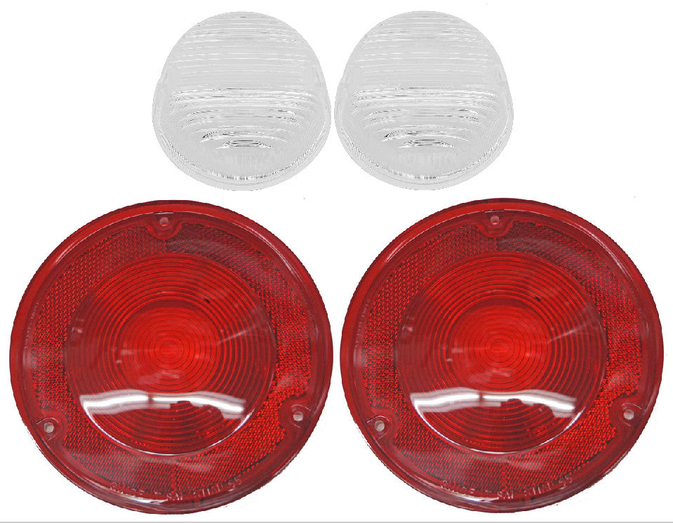 (2) 67-72 Chevy/GMC Truck Stepside Rear Red Tail Light & Reverse Back-Up  Lenses